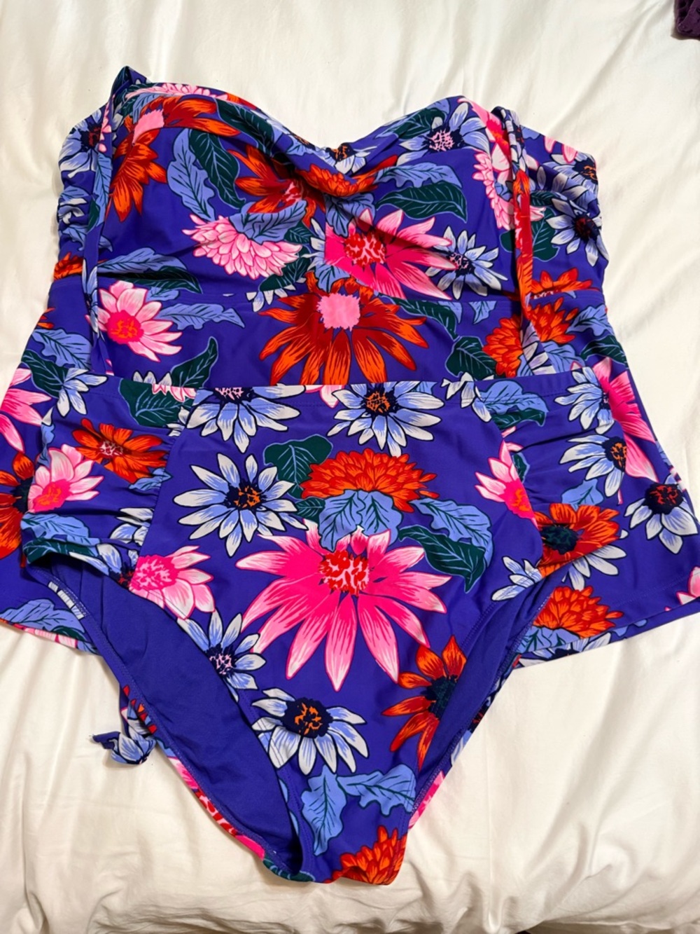 Old Navy Purple Floral Two-Piece Swimsuit with Pink & Orange Accents